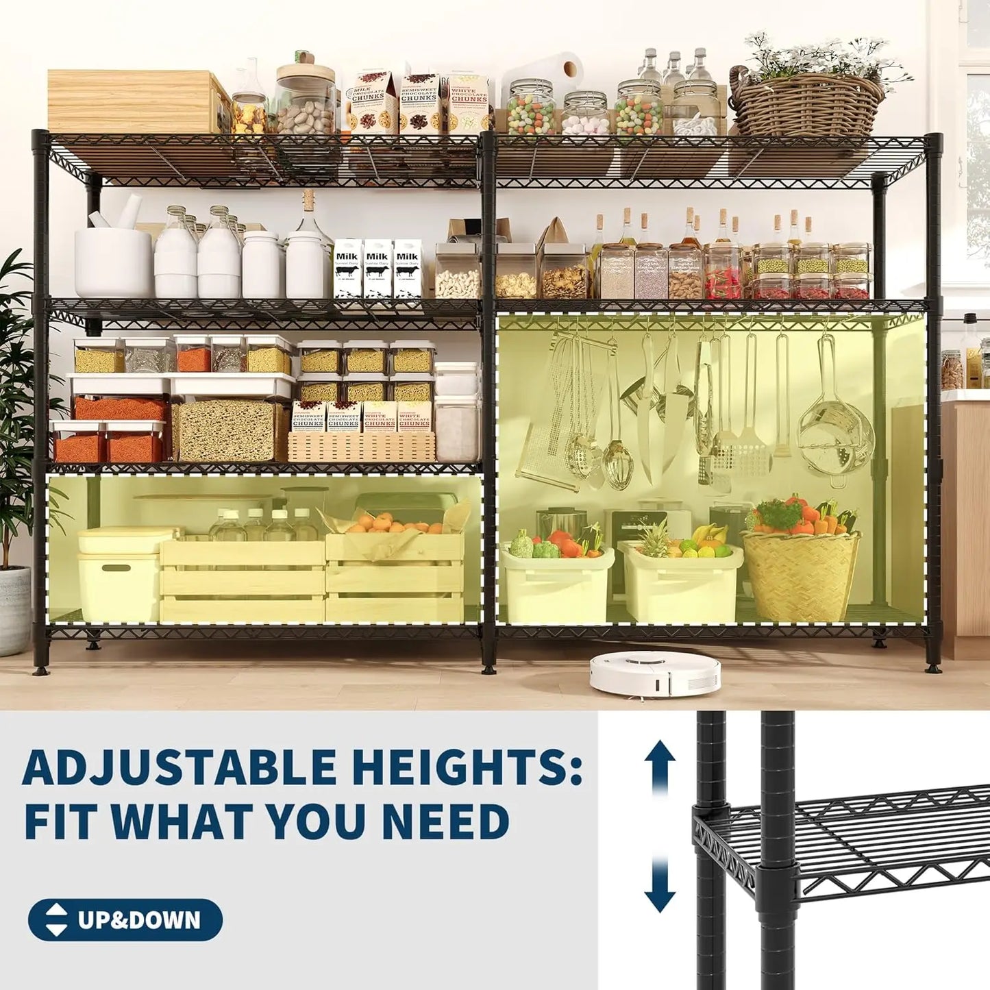 TWISTER.CK Heavy Duty 5-Tier Metal Shelving Unit for Kitchen Garage