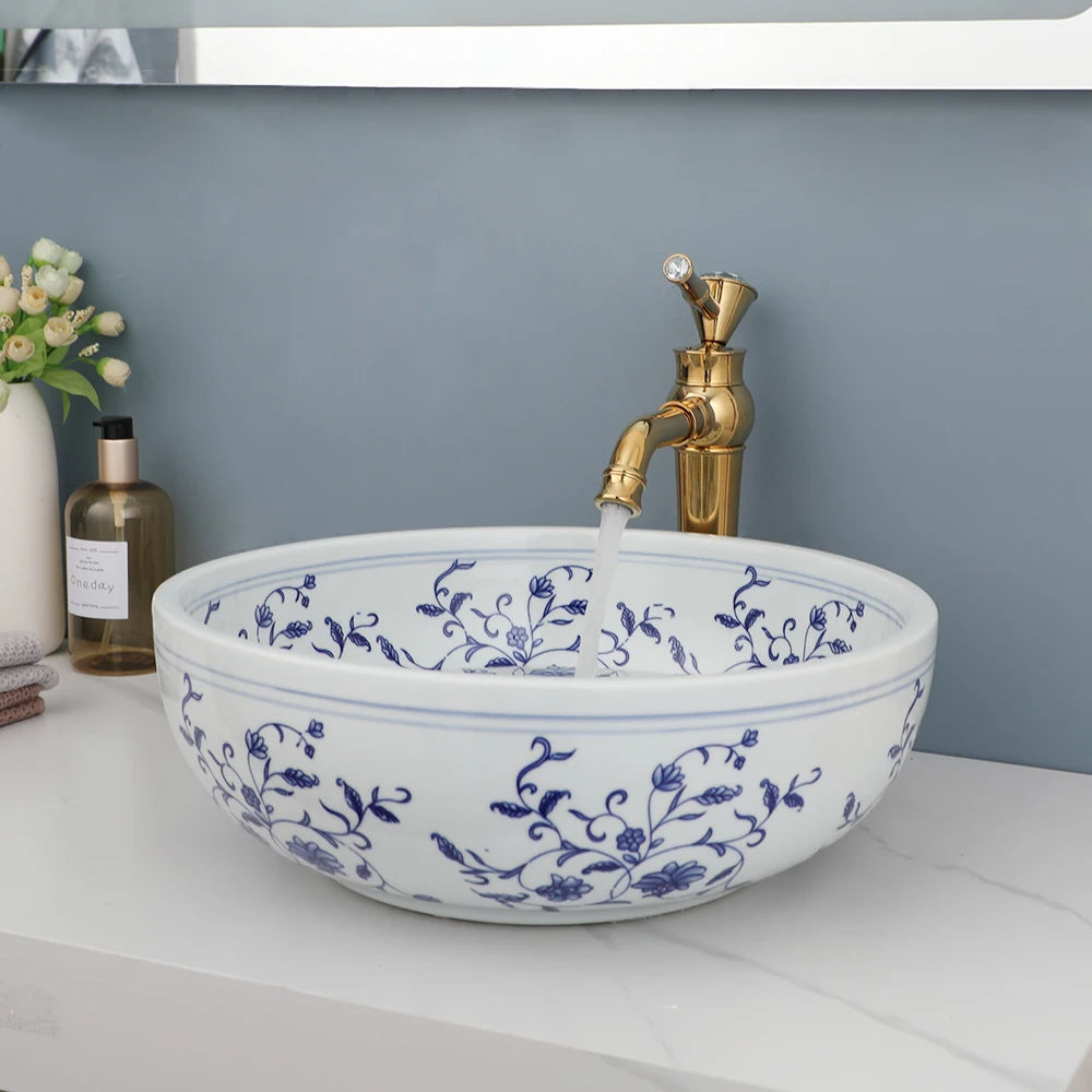 MEKKHALA ZAPPO Ceramic Round Basin Sink Faucet Combo