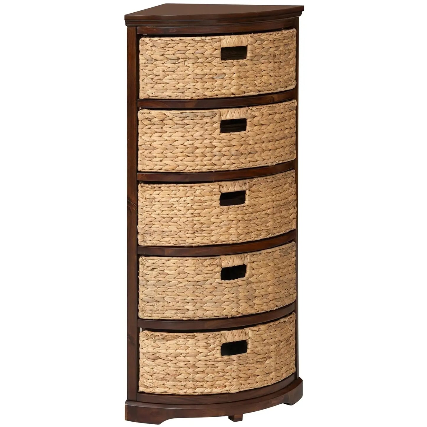 X Side Corner Storage Cabinet With Wicker Baskets For Bathroom