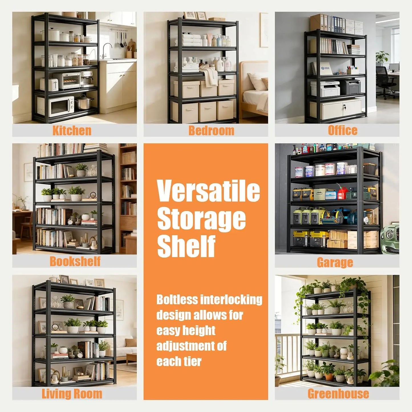 Heavy Duty 5 Tier Garage Shelving Unit With Powder Coat Finish