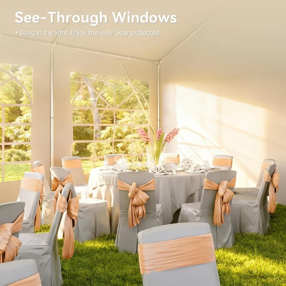 Waterproof Party Tent With Removable Sidewalls Roll-Up Door