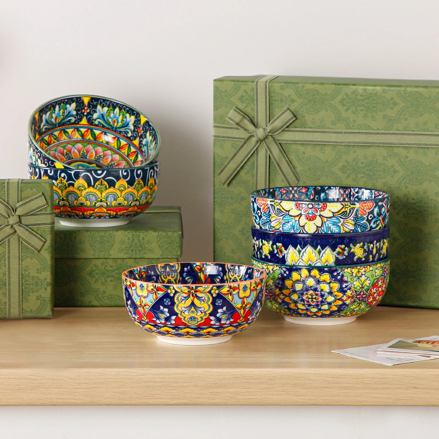 Malacasa Floral Ceramic Cereal Bowls Set Porcelain Bohemian Style