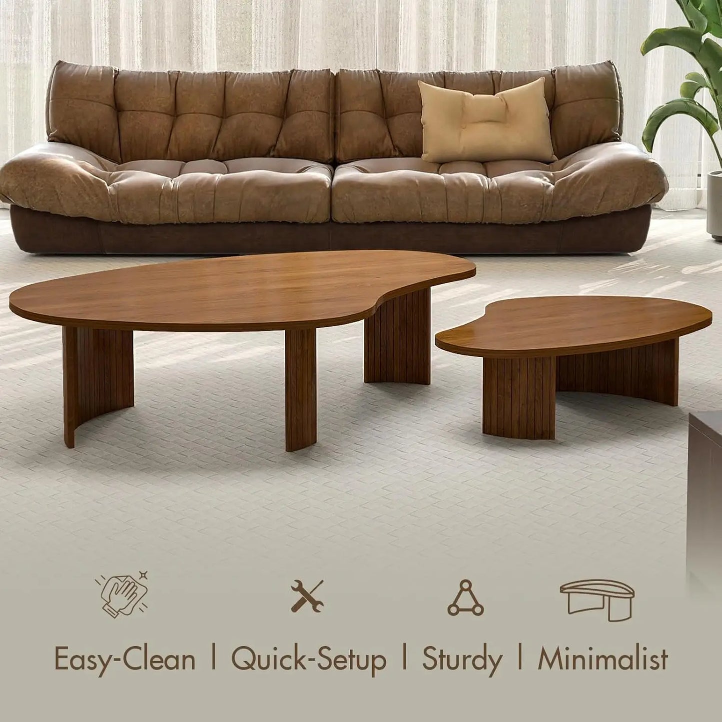 Walnut Nesting Coffee Tables Set Of 2 Mid Century Modern