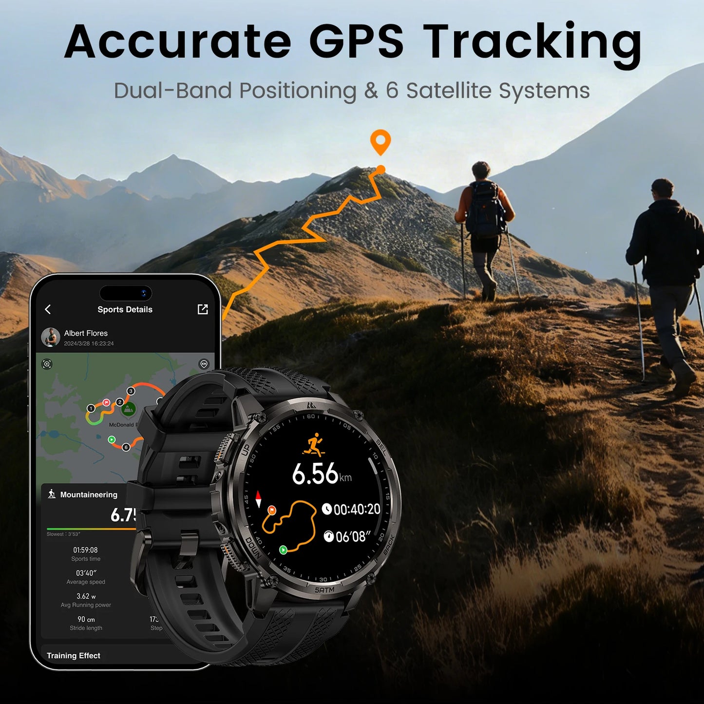 Kospe Tank T4C Smartwatch Men's Outdoor Rugged Dual-Band GPS Waterproof