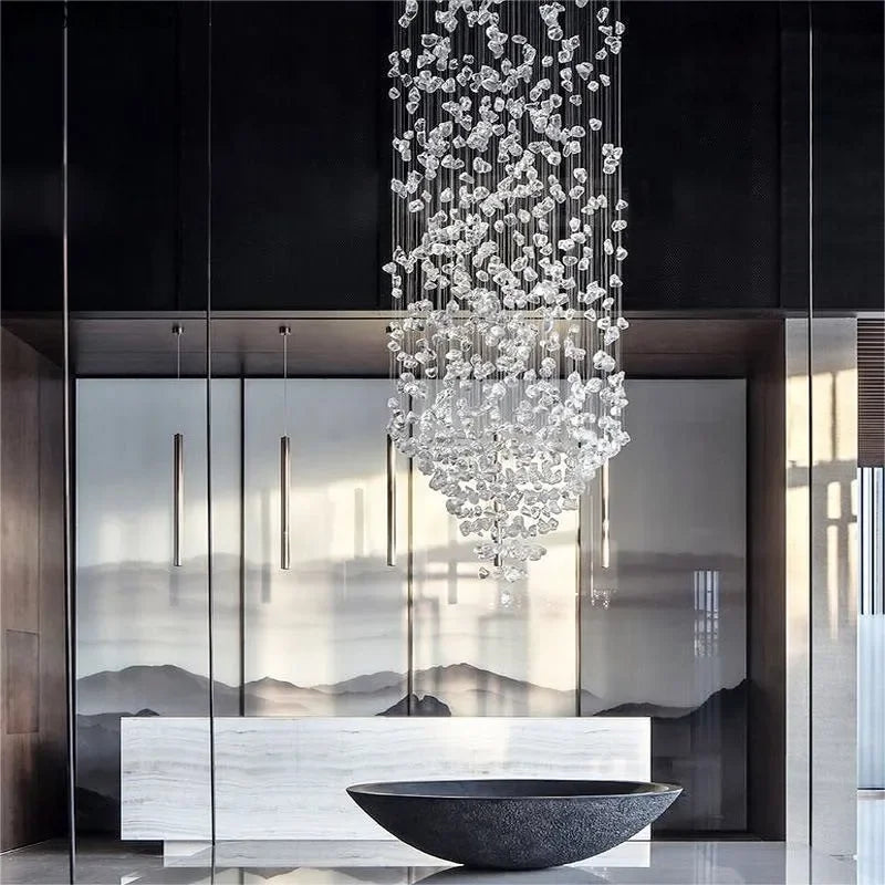 Crystal Stone Hanging Lamp Chandelier For Living Room