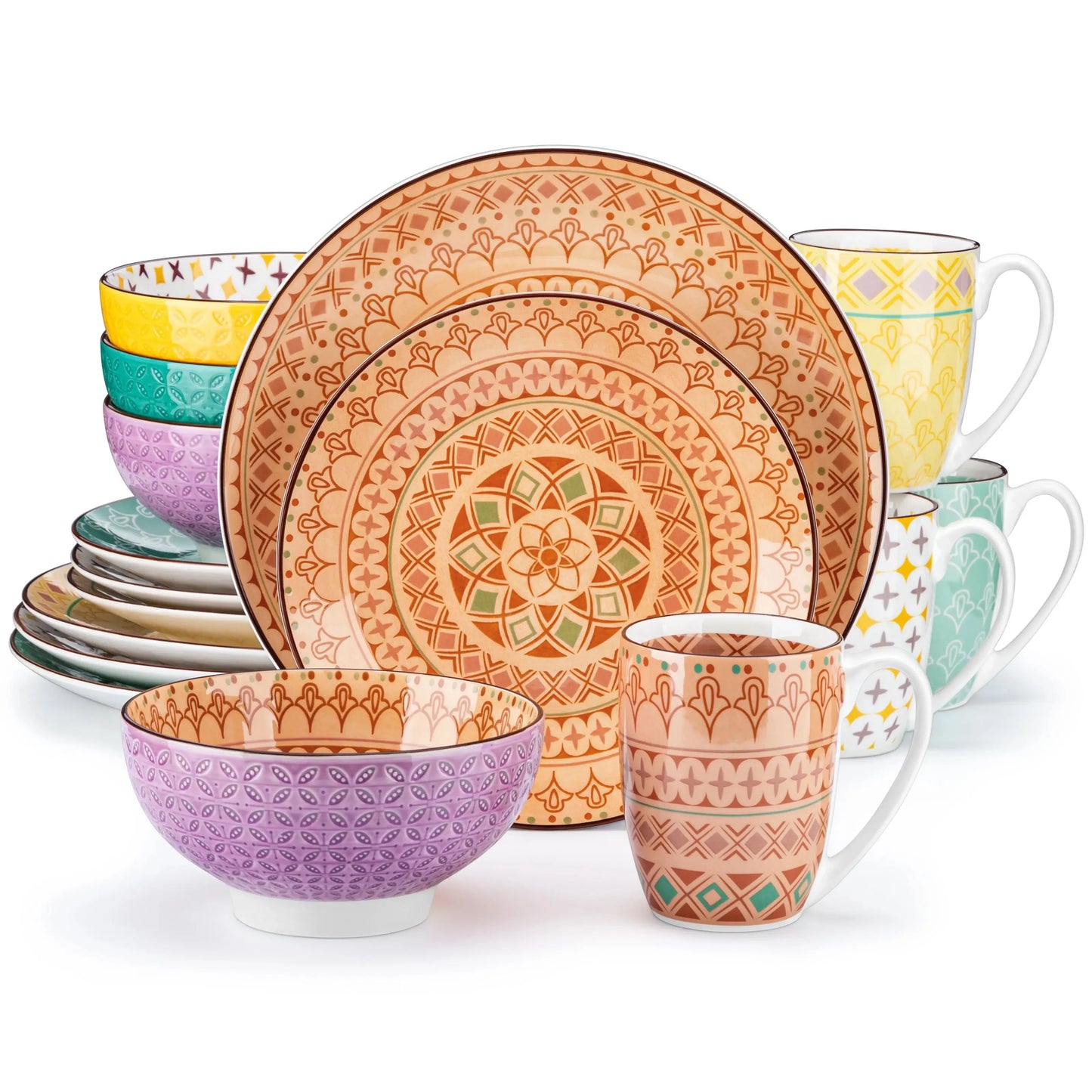 MALACASA Tulip Porcelain Dinnerware Set Dinner Plate Dessert Bowl Mug