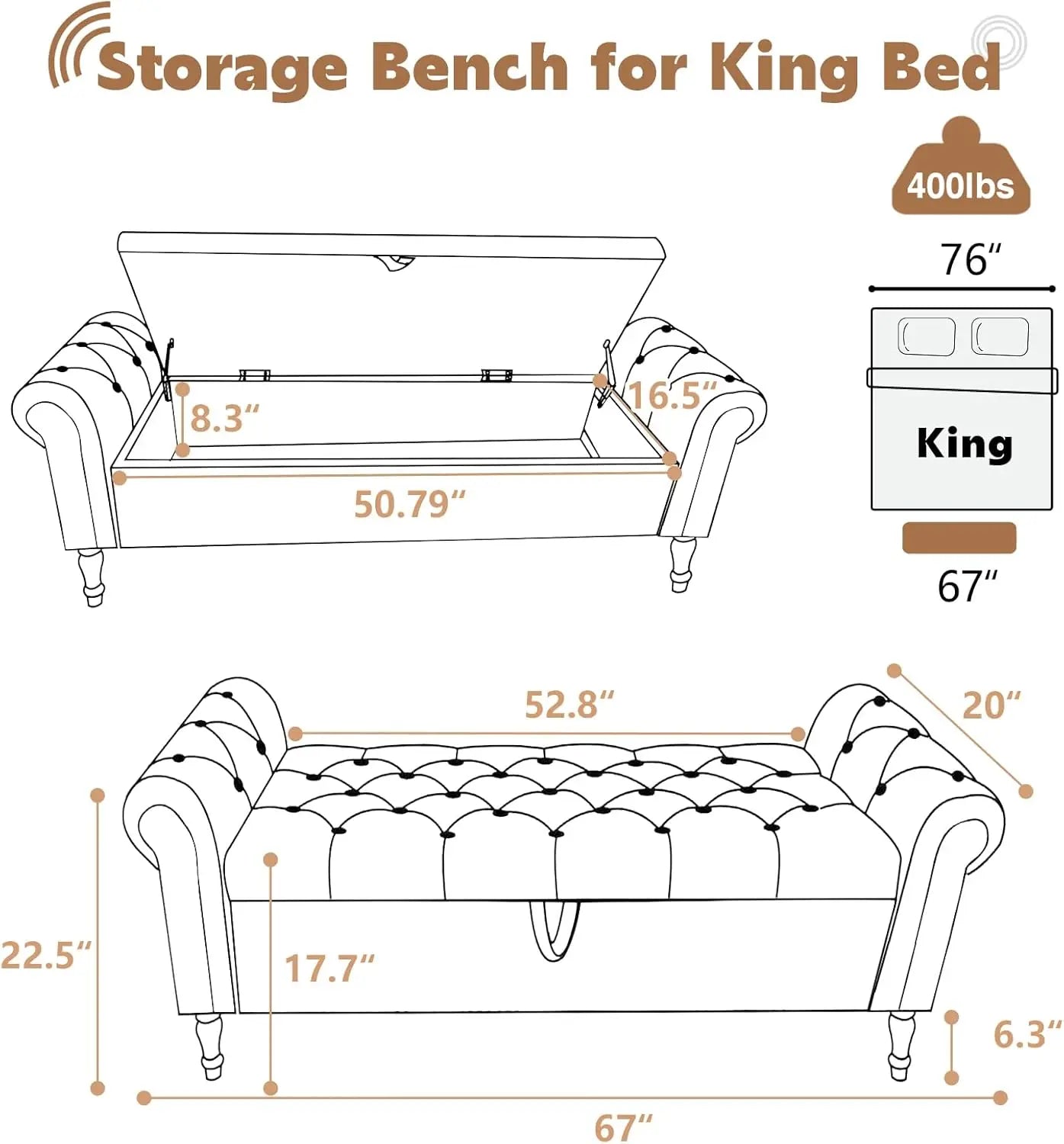 End of Bed Storage Bench Tufted Upholstered Ottoman Benches