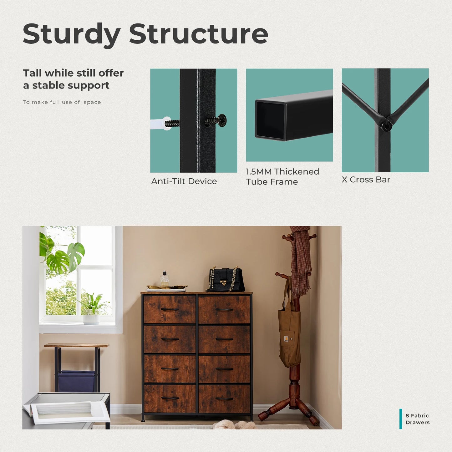 MCQ Eight Drawer Cabinet For Living Room Minimalist Metal Storage