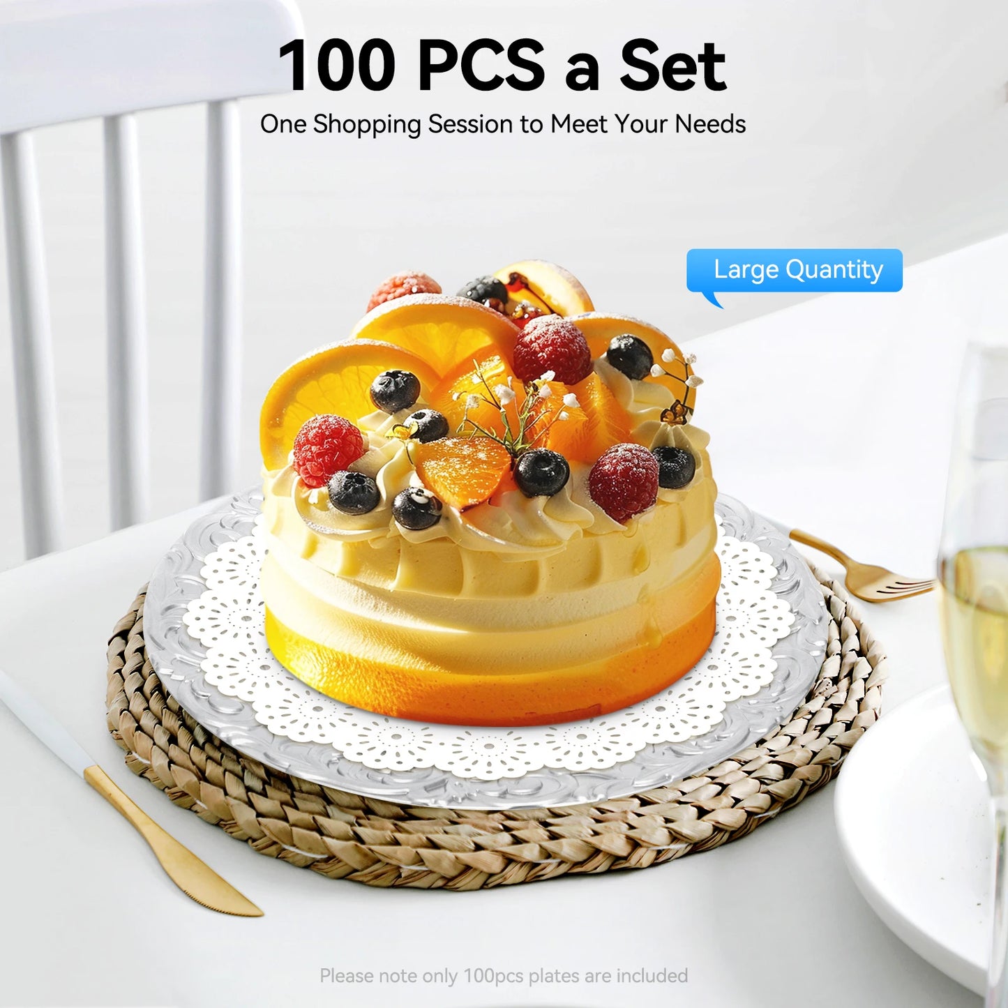 Round Charger Plates Set 100 Pcs For Weddings Banquets
