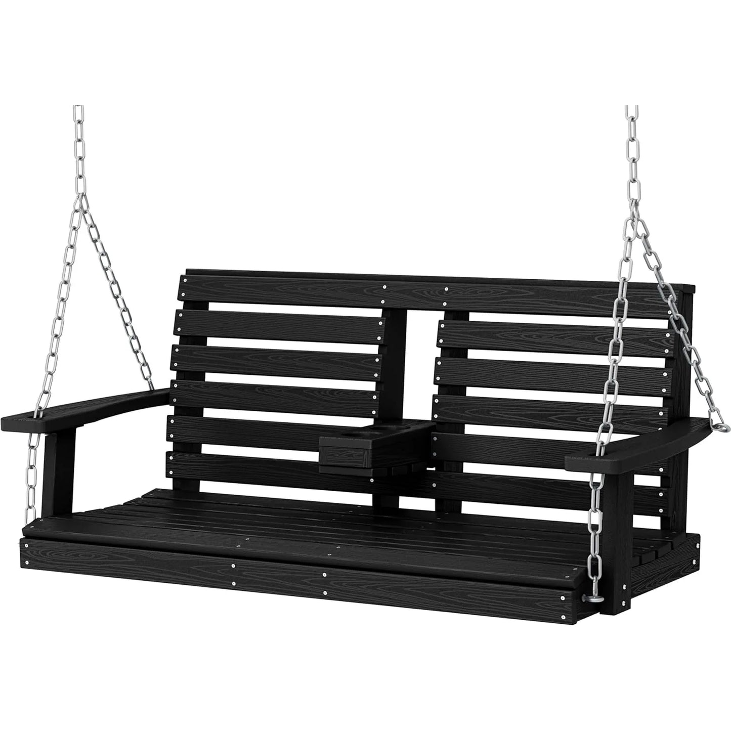 Outdoor Hanging Porch Swing With Cup Holders High Density Polyethylene Bench