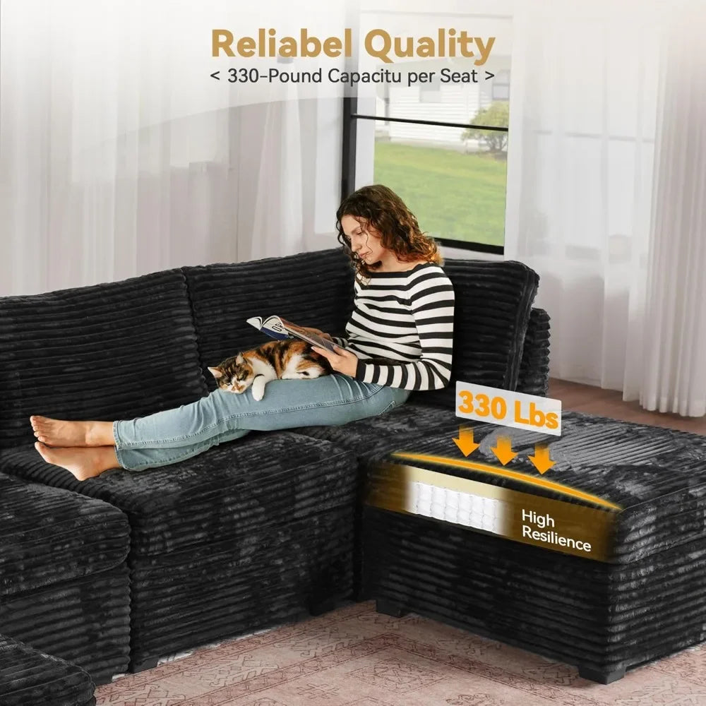 Modular U Shaped Sectional Sofa With Chaise Plush Corduroy