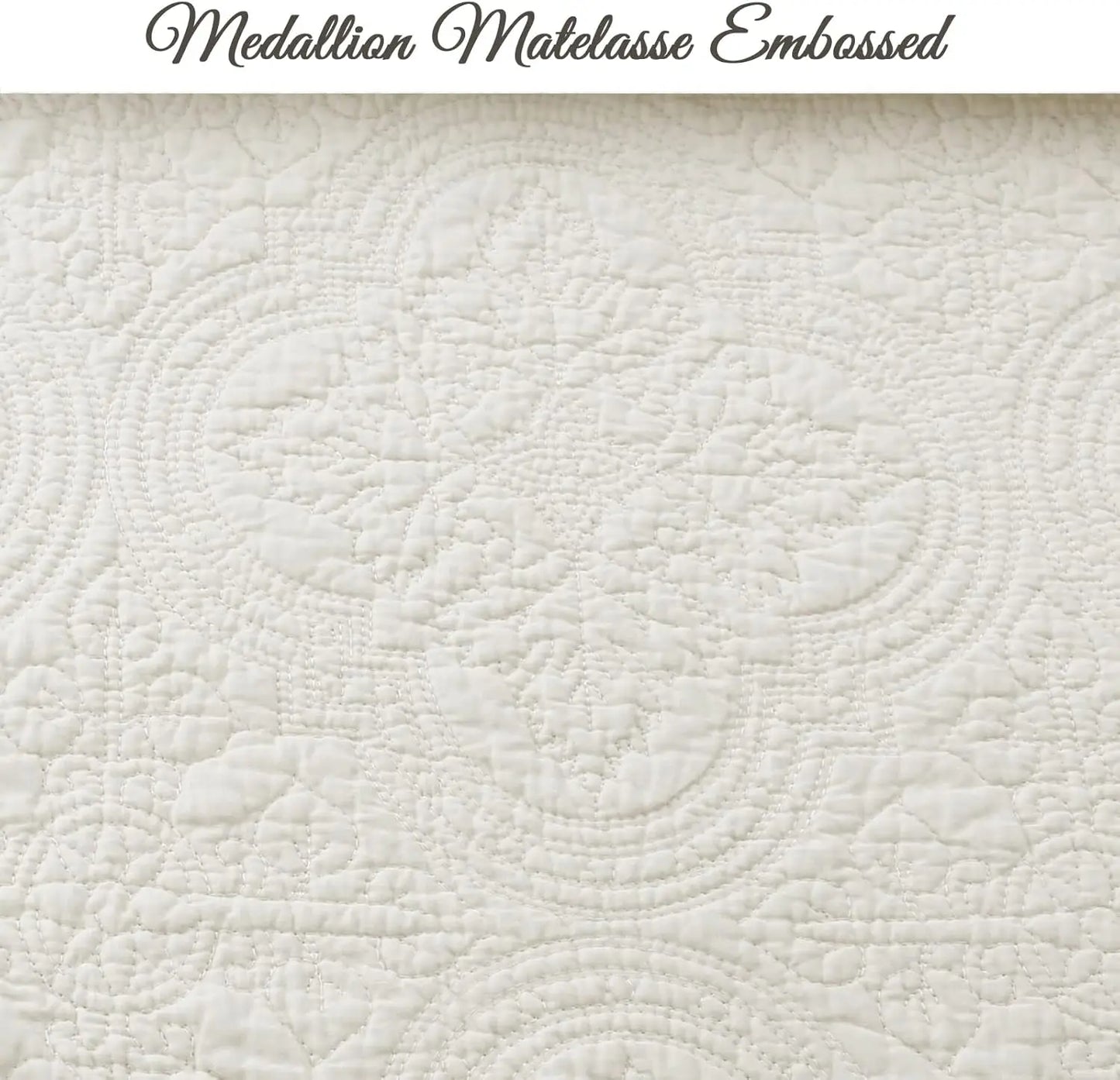 100 Percent Cotton Medallion Matelasse Quilt Set Reversible Bedspread