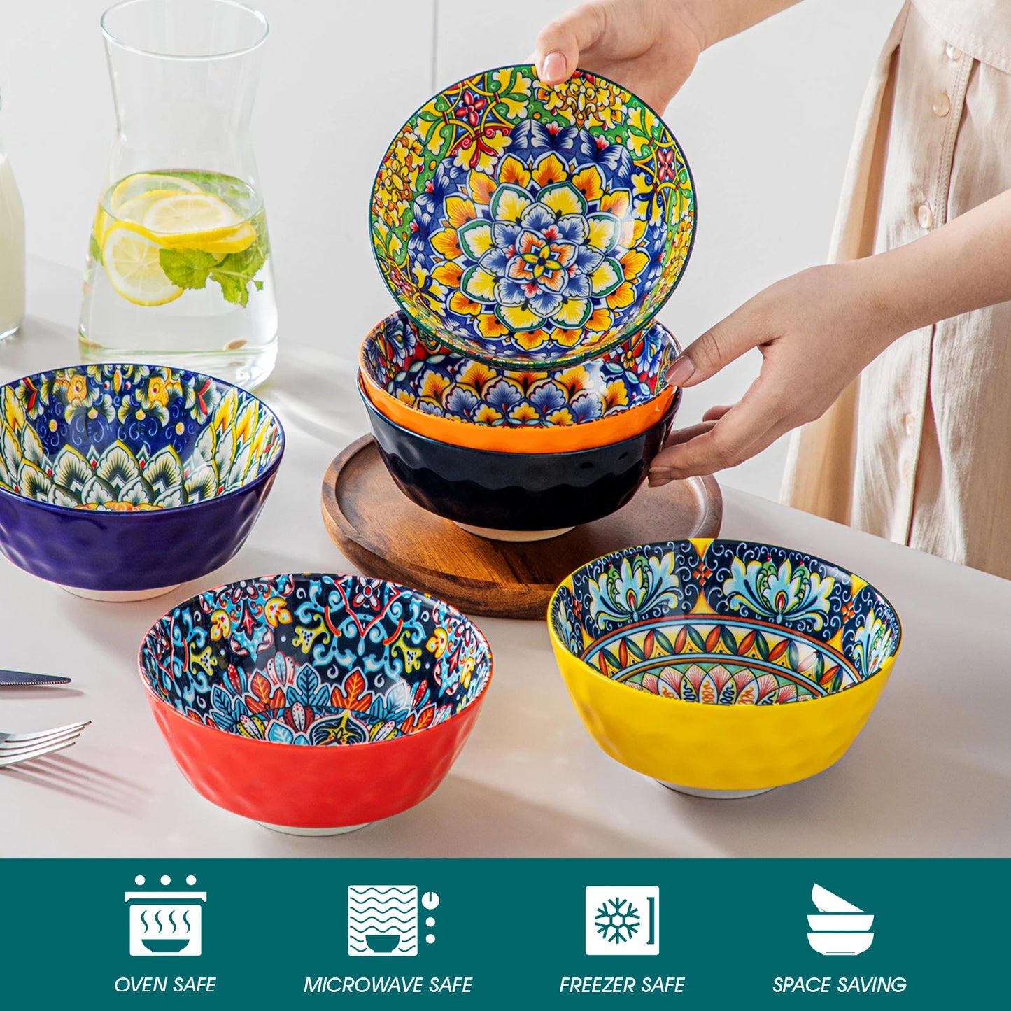 MALACASA Ceramic Soup Bowls Set Dishwasher Safe Cereal Soup