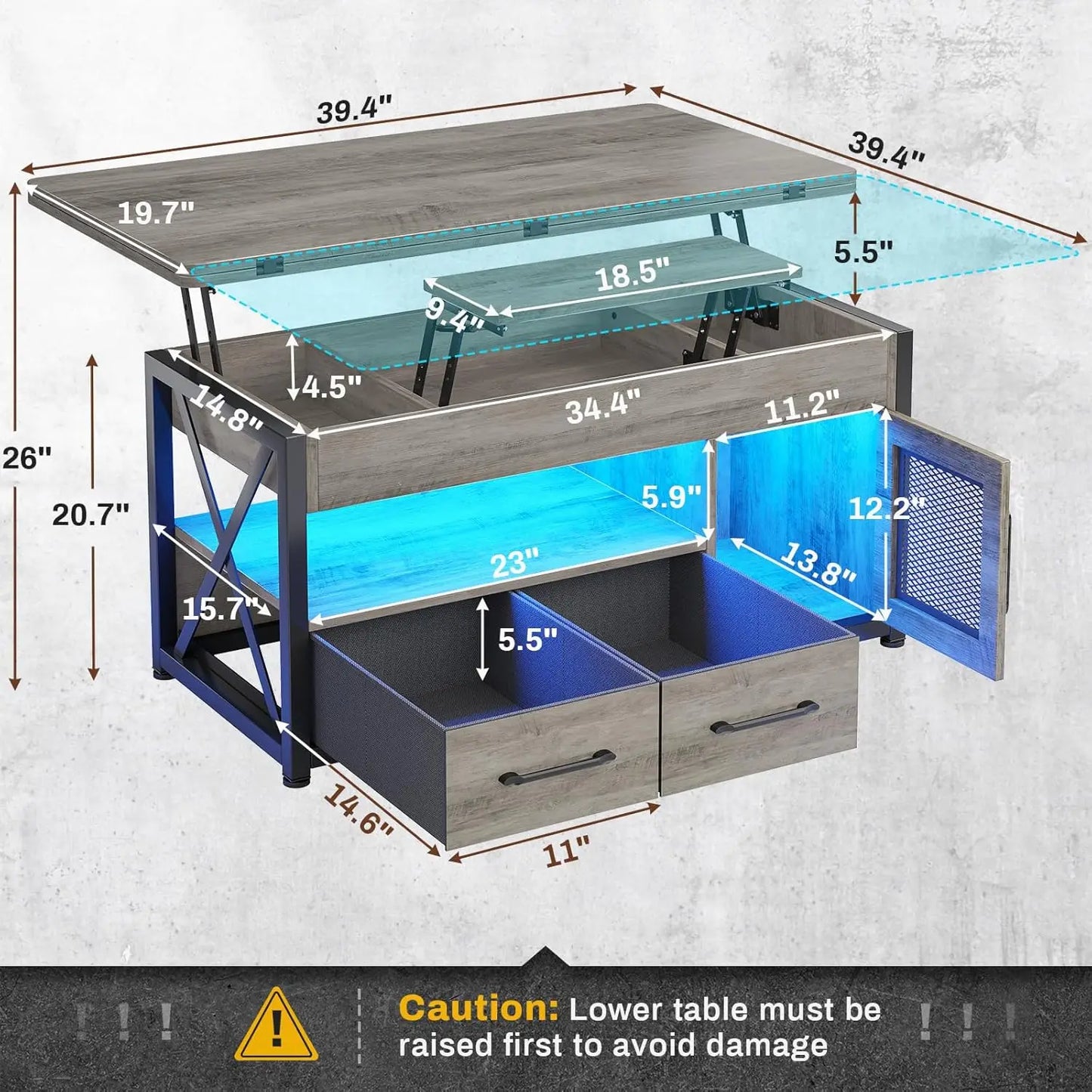 MOYU Modern Lift Top Coffee Table With Storage Cabinet