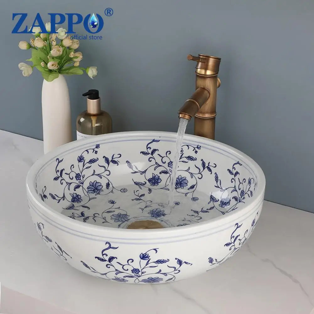 MEKKHALA ZAPPO Ceramic Round Basin Sink Faucet Combo