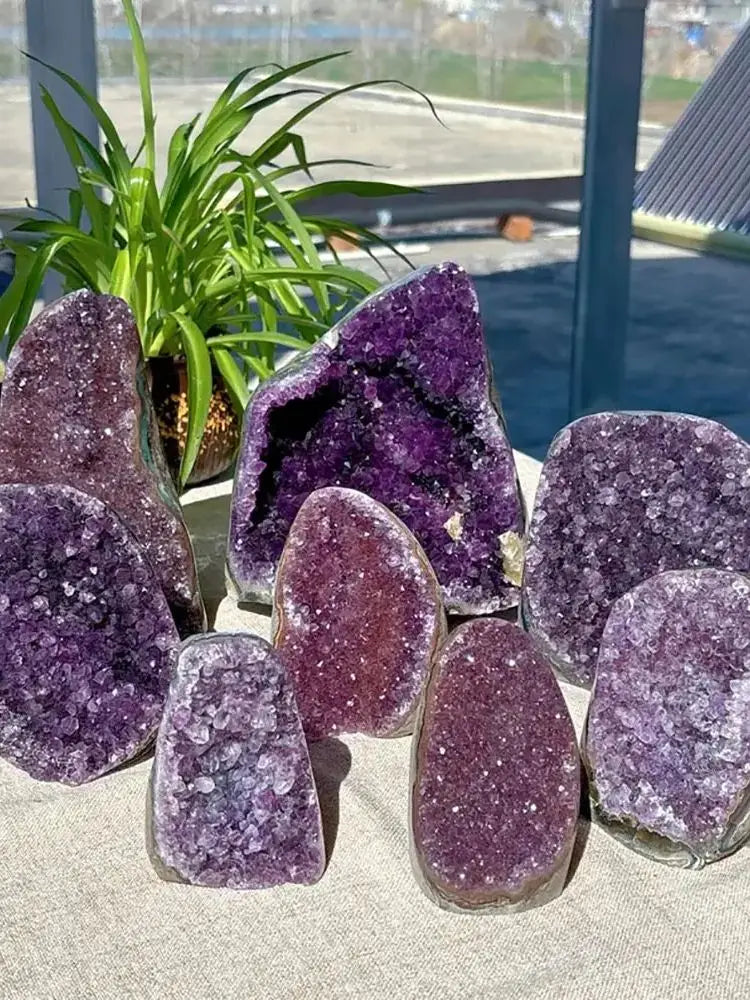 Brazilian Amethyst Crystal Cluster Natural Deep Purple Decorative Stone