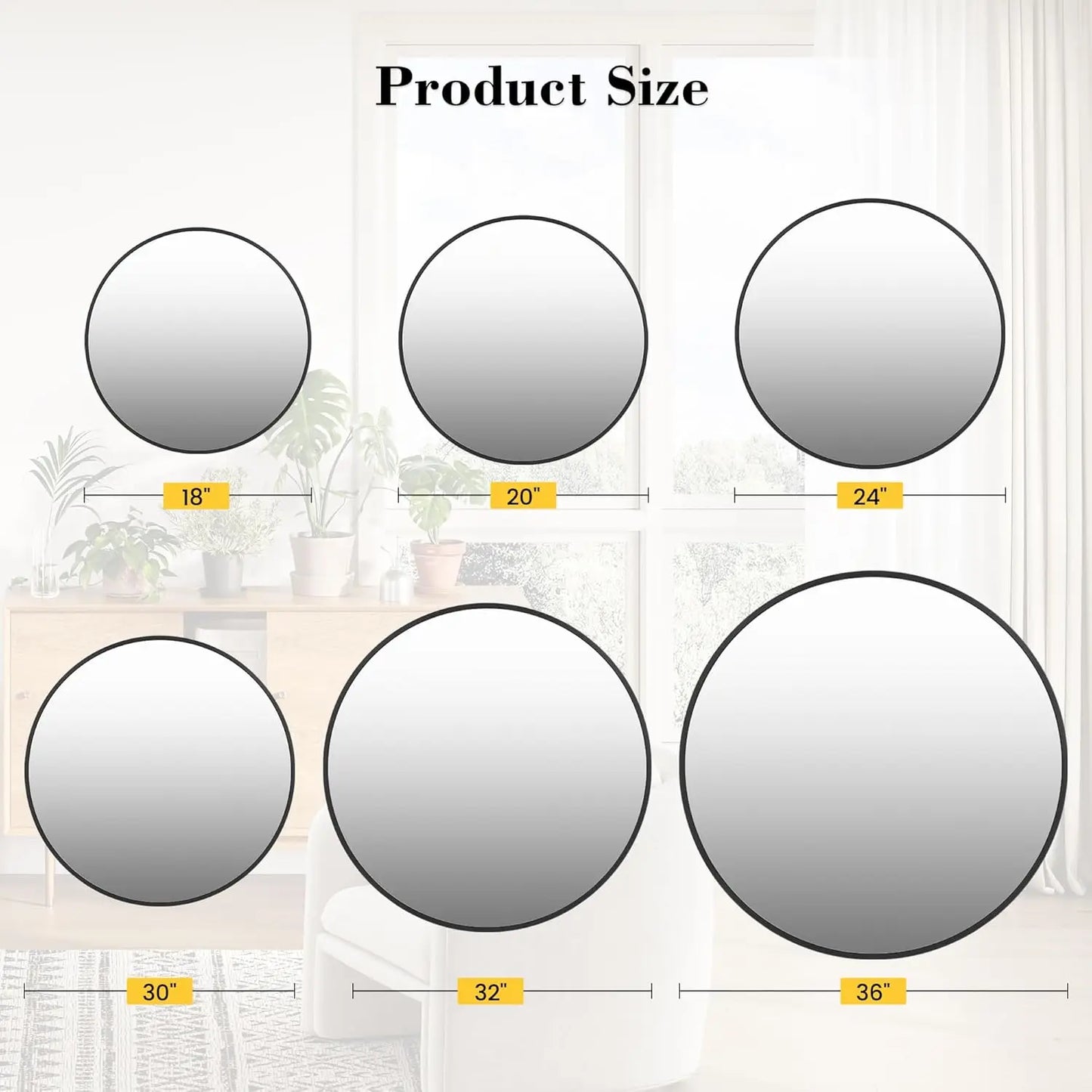 Round Wall Mirror With Metal Frame Distortion Free Modern Rustic