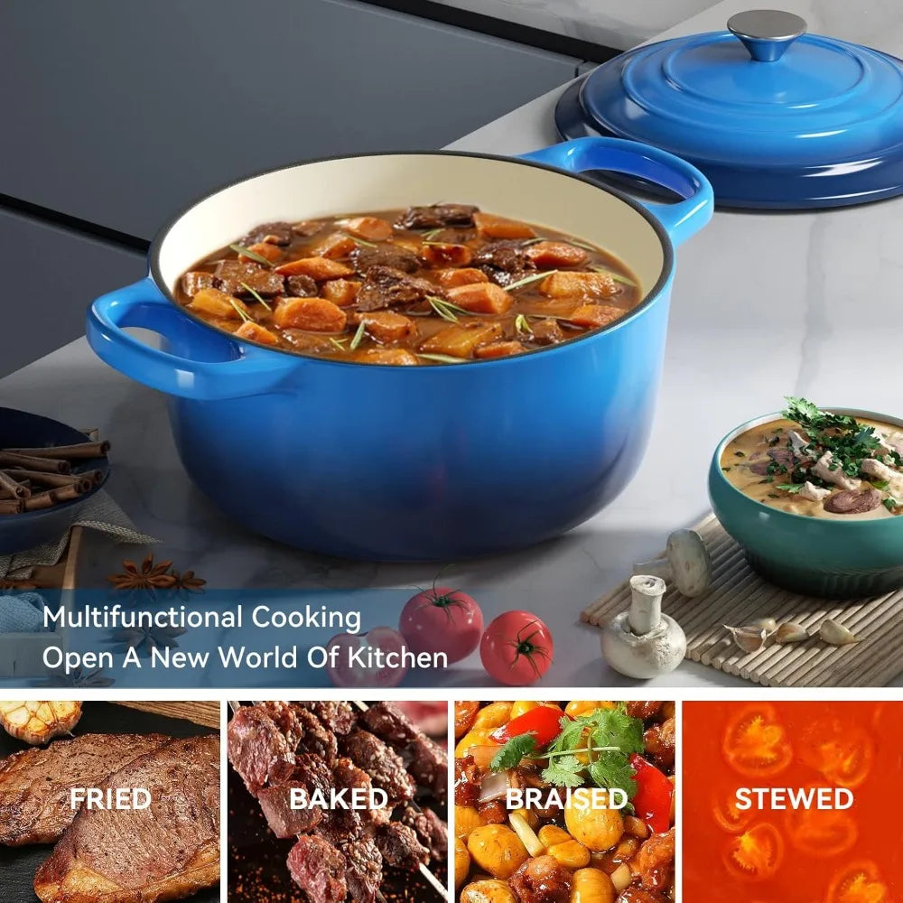 XIUWO Enameled Cast Iron Dutch Oven With Lid Nonstick For Bread Baking