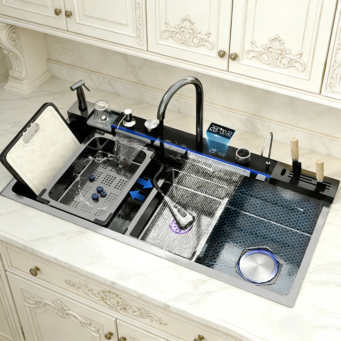 BusySink Stainless Steel Kitchen Sink With Digital Display
