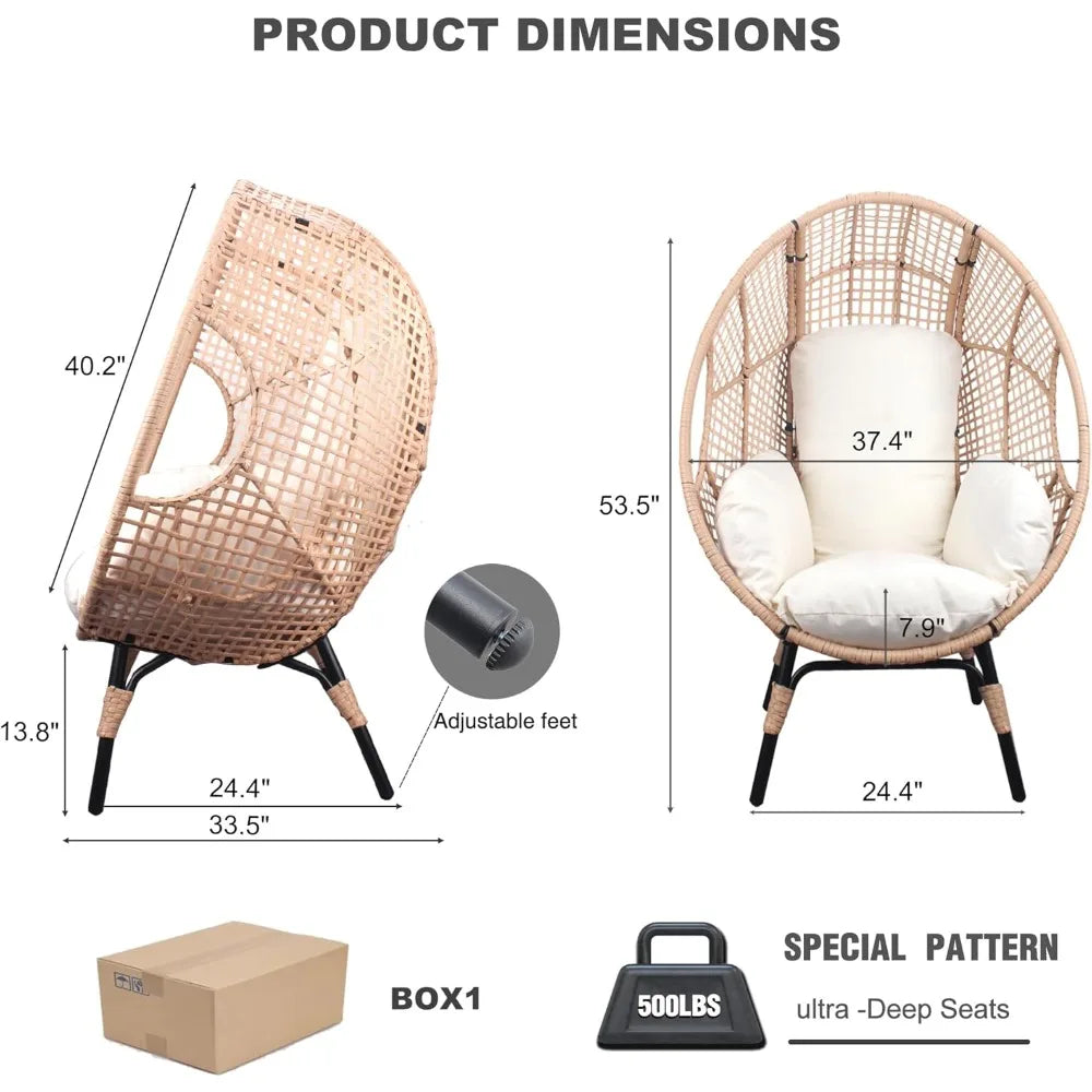 Two Piece Wicker Egg Chair Set For Indoor Outdoor Use
