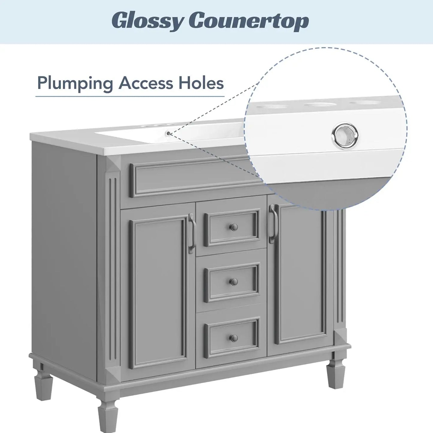 Modern Bathroom Vanity With Mirror Cabinet And Soft Closing Doors