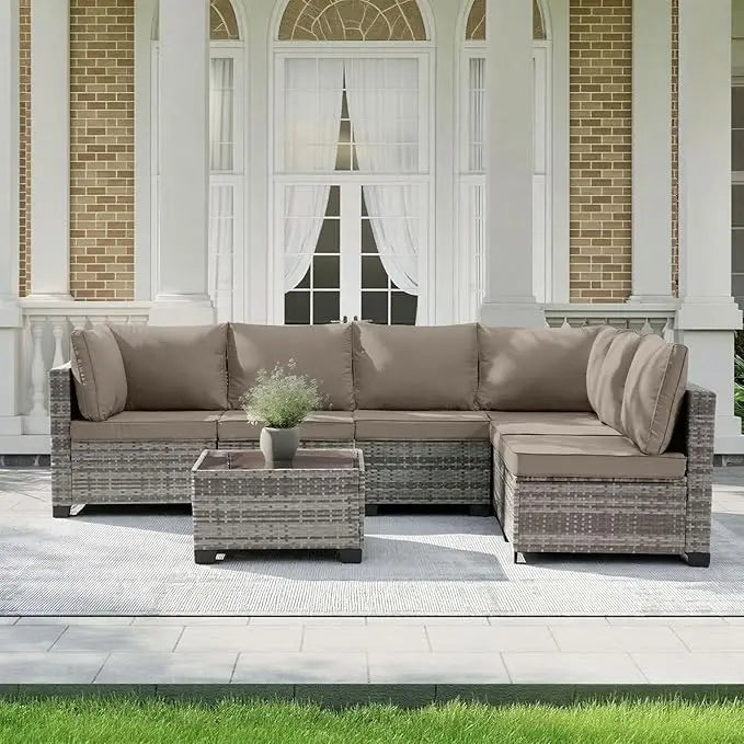 Outdoor Patio Furniture Set All Weather Sectional Sofa PE Rattan