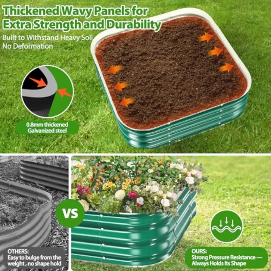 OLOEY Galvanized Raised Garden Bed Outdoor Planter Box