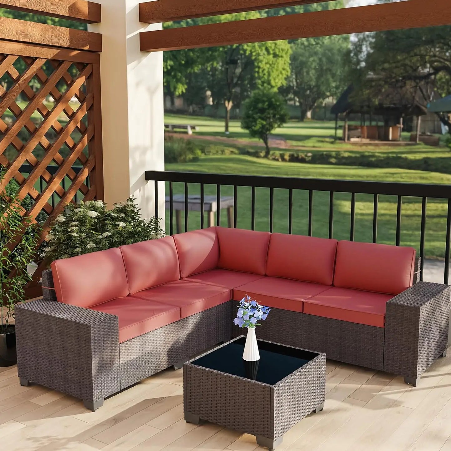 XIAOLANG Outdoor Patio Furniture Conversation Set Weather PE Rattan Wicker