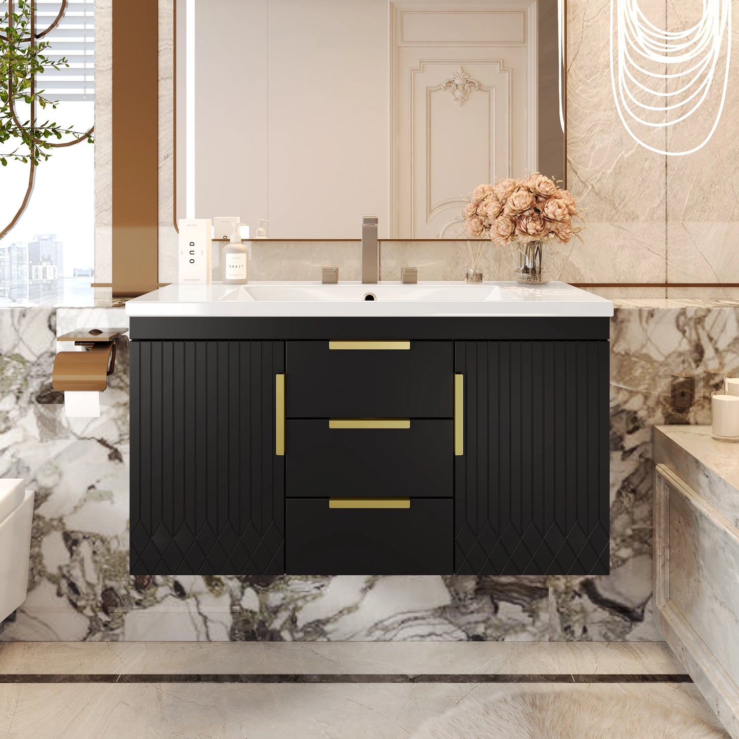 Sh.Kl Wall Mounted Vanity With Sink And Two Drawers