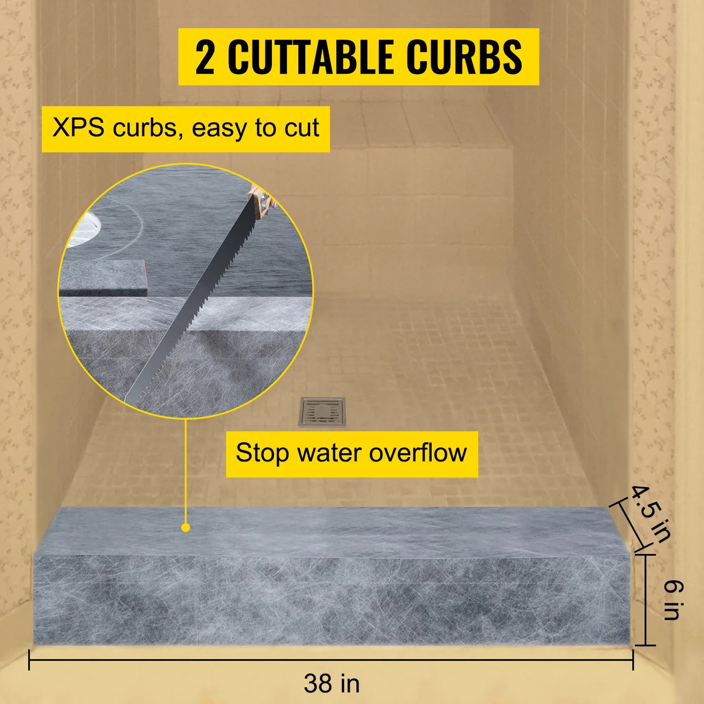 Waterproofing Shower Kit With Offset Drain Stainless Steel Grate