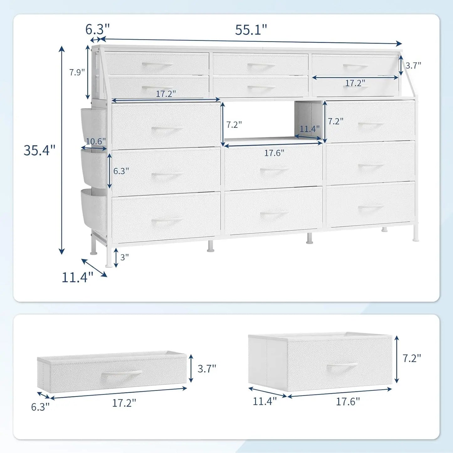 TWISTER.CK 14 Drawer Dresser With Wooden Top Fabric Chest Bedroom