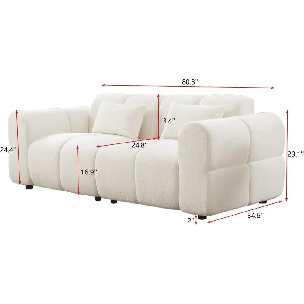 Guangbai Boucle Sofa Couch Modern Deep Seat Mid Century Cloud
