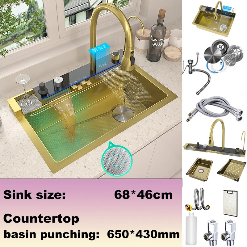 BusySink Stainless Steel Kitchen Sink With Digital Display