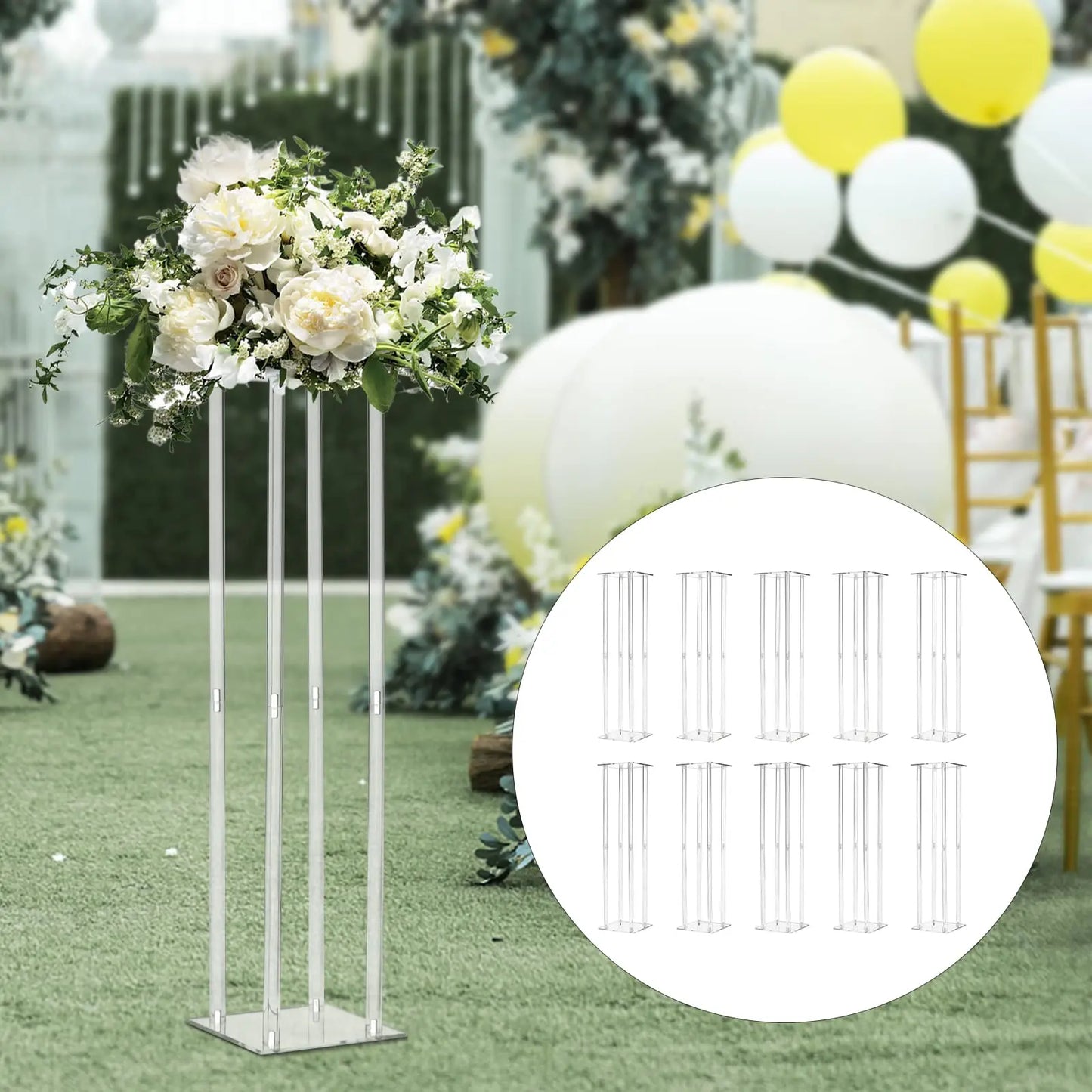 10 Pcs Acrylic Vase Column Stand Centerpiece For Wedding Decoration