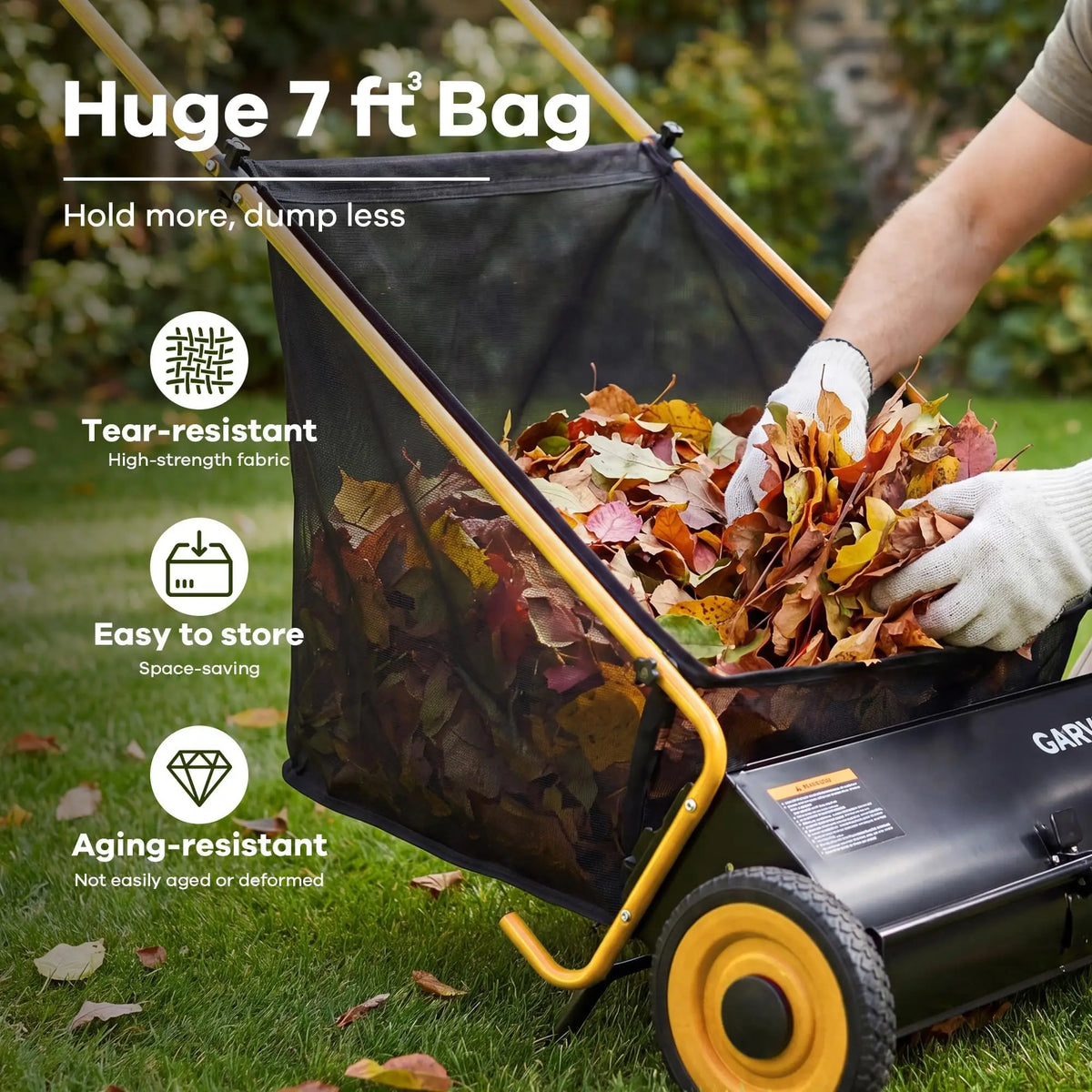 HiMISS Push Lawn Sweeper Efficient Leaf And Grass Collector