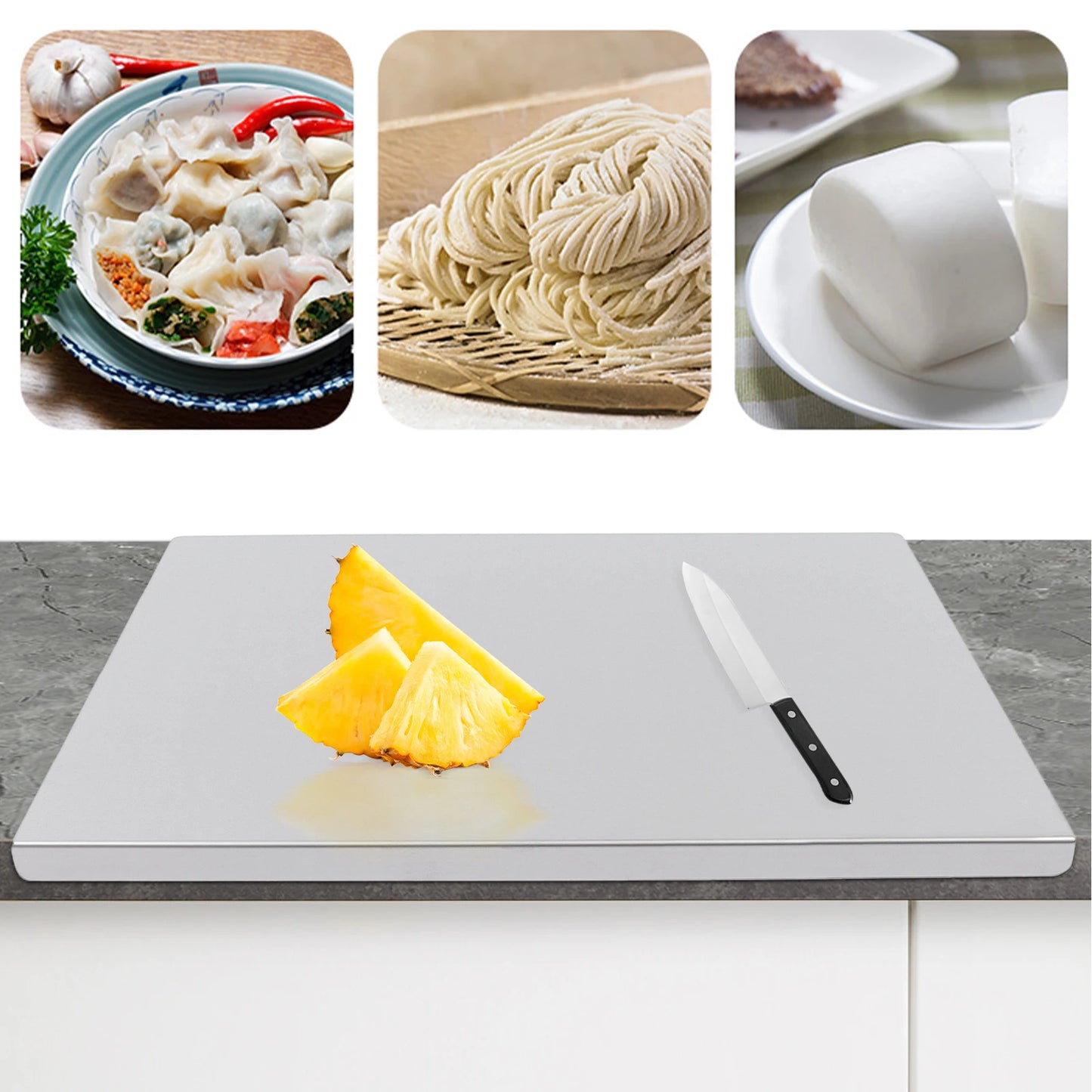 Stainless Steel Chopping Board With L Shaped Edge