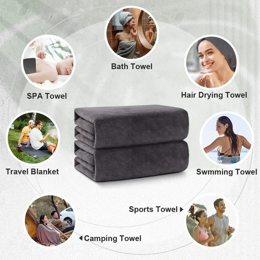 Bath Towel Pack Of 4 Highly Absorbent Microfiber Towels Quick Drying