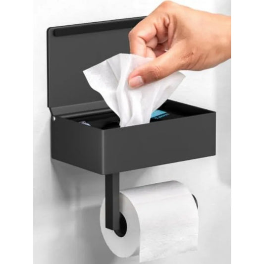 Matte Toilet Paper Holder With Shelf And Wipe Storage