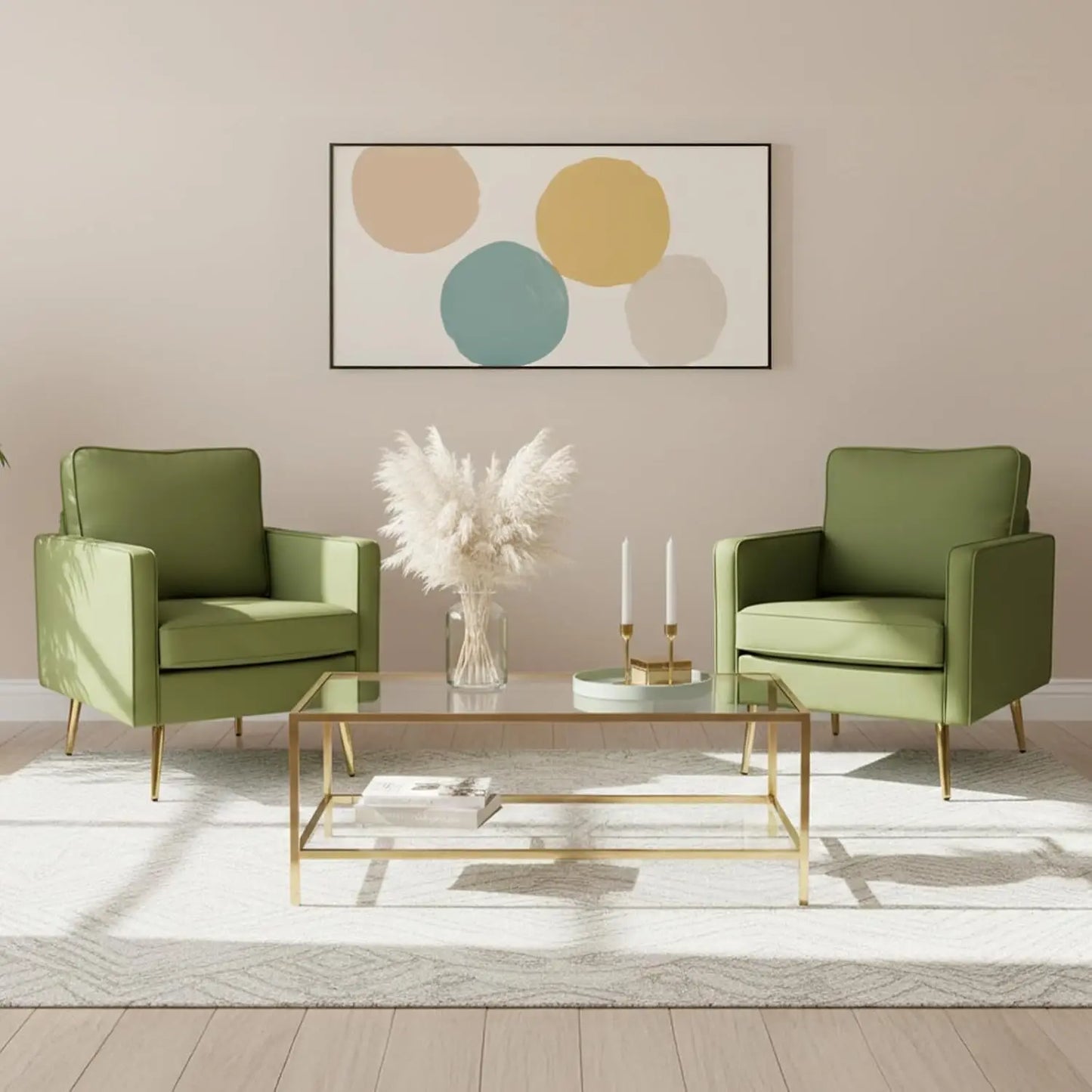 Living Room Chairs Set Of 2 Mid Century Modern Upholstered