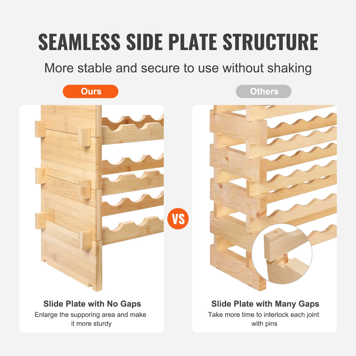 SucceBuy Bamboo 8 Tier Stackable Wine Rack Free Standing Display