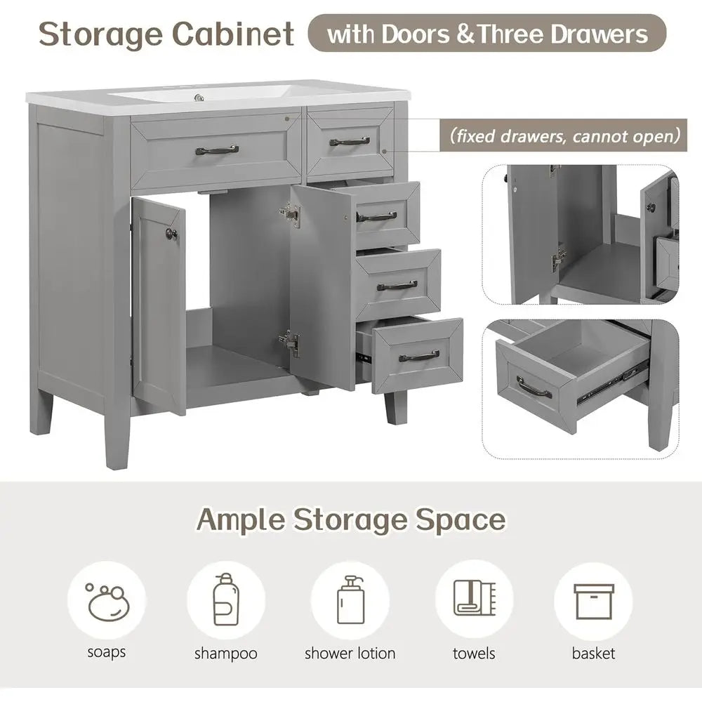 Bathroom Vanity Set With Sink And Solid Wood Frame MDF