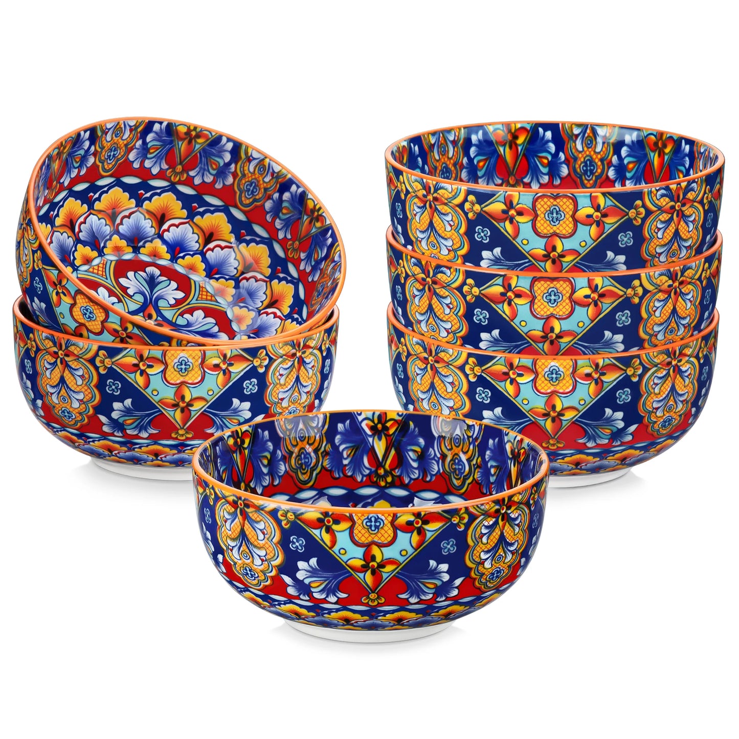 Malacasa Floral Ceramic Cereal Bowls Set Porcelain Bohemian Style