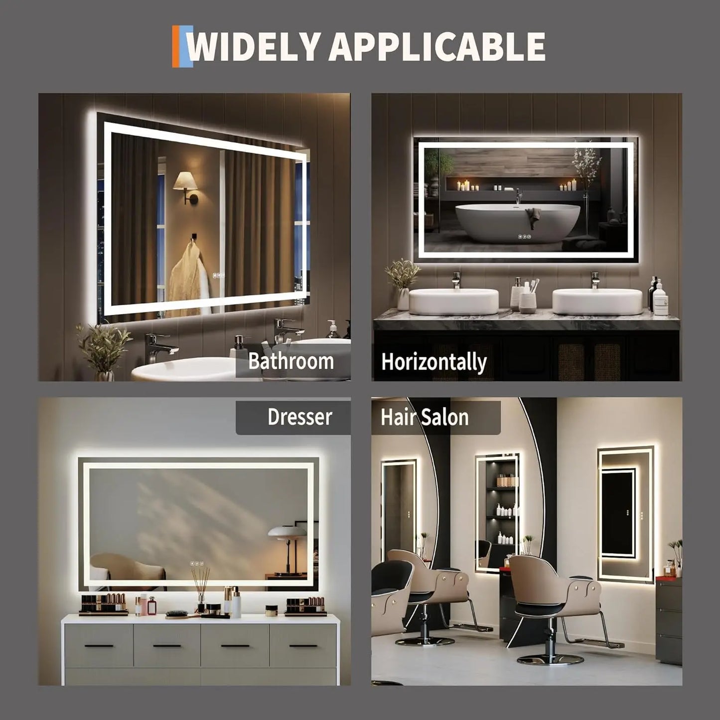 TWISTER.CK LED Vanity Mirror Memory Front Backlit Wall Mount