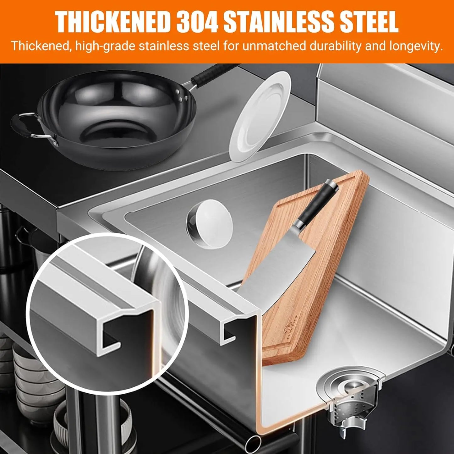 HiMISS Stainless Steel Kitchen Utility Sink With Faucet Single Bowl