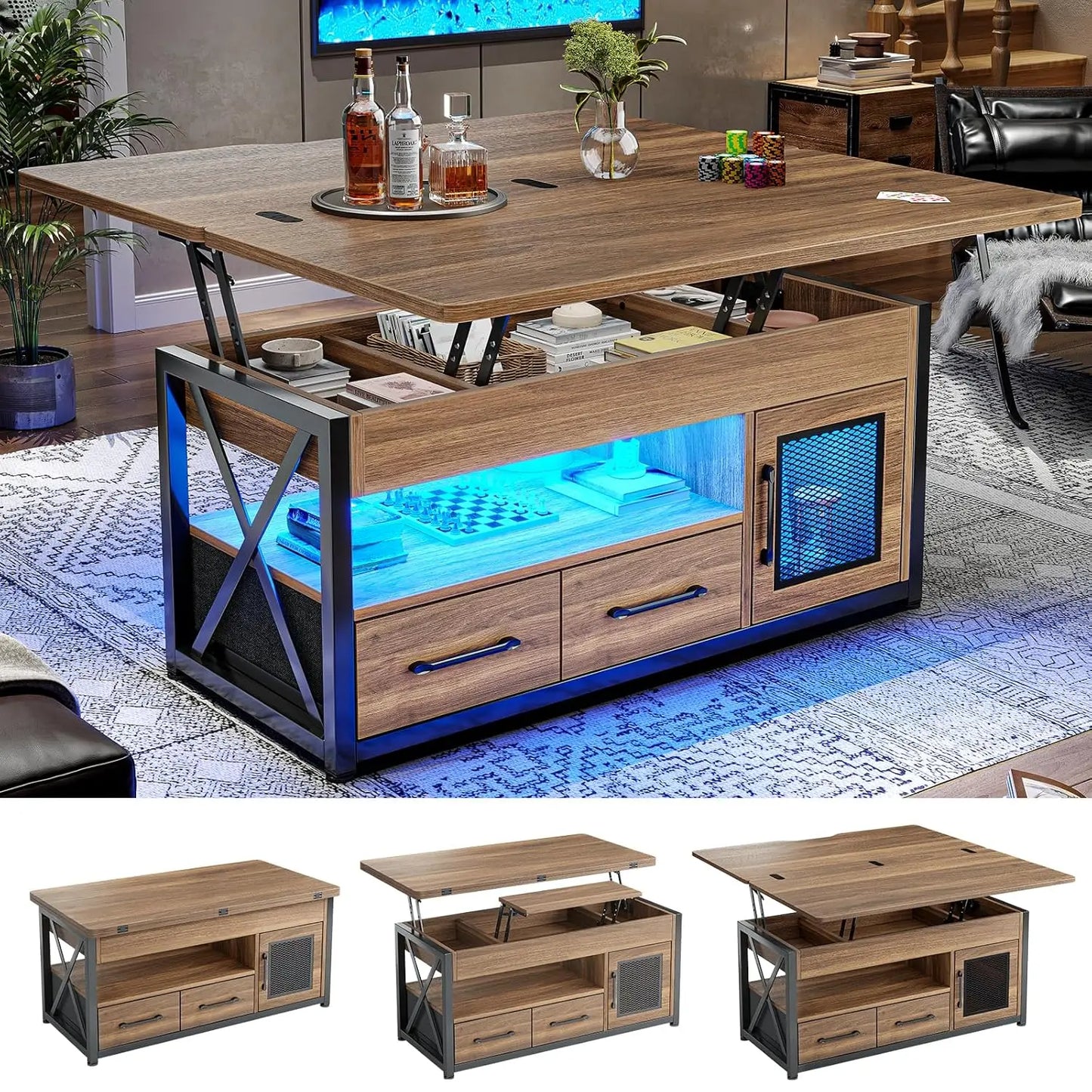 MOYU Modern Lift Top Coffee Table With Storage Cabinet