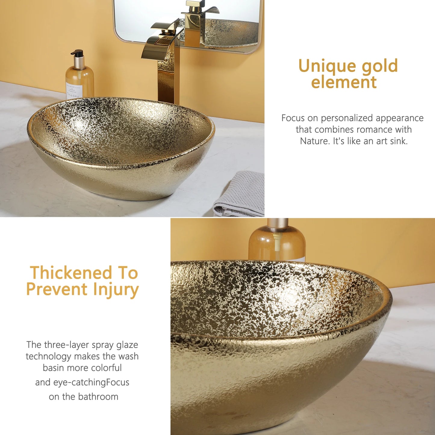 Sinlaku Oval Ceramic Vessel Sink With Faucet Combo For Bathroom