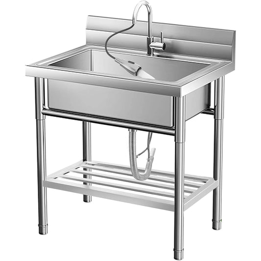 HiMISS Stainless Steel Kitchen Utility Sink With Faucet Single Bowl