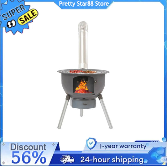Multifunction Wood Burning Stove With Grill Rack Portable Camp Stove