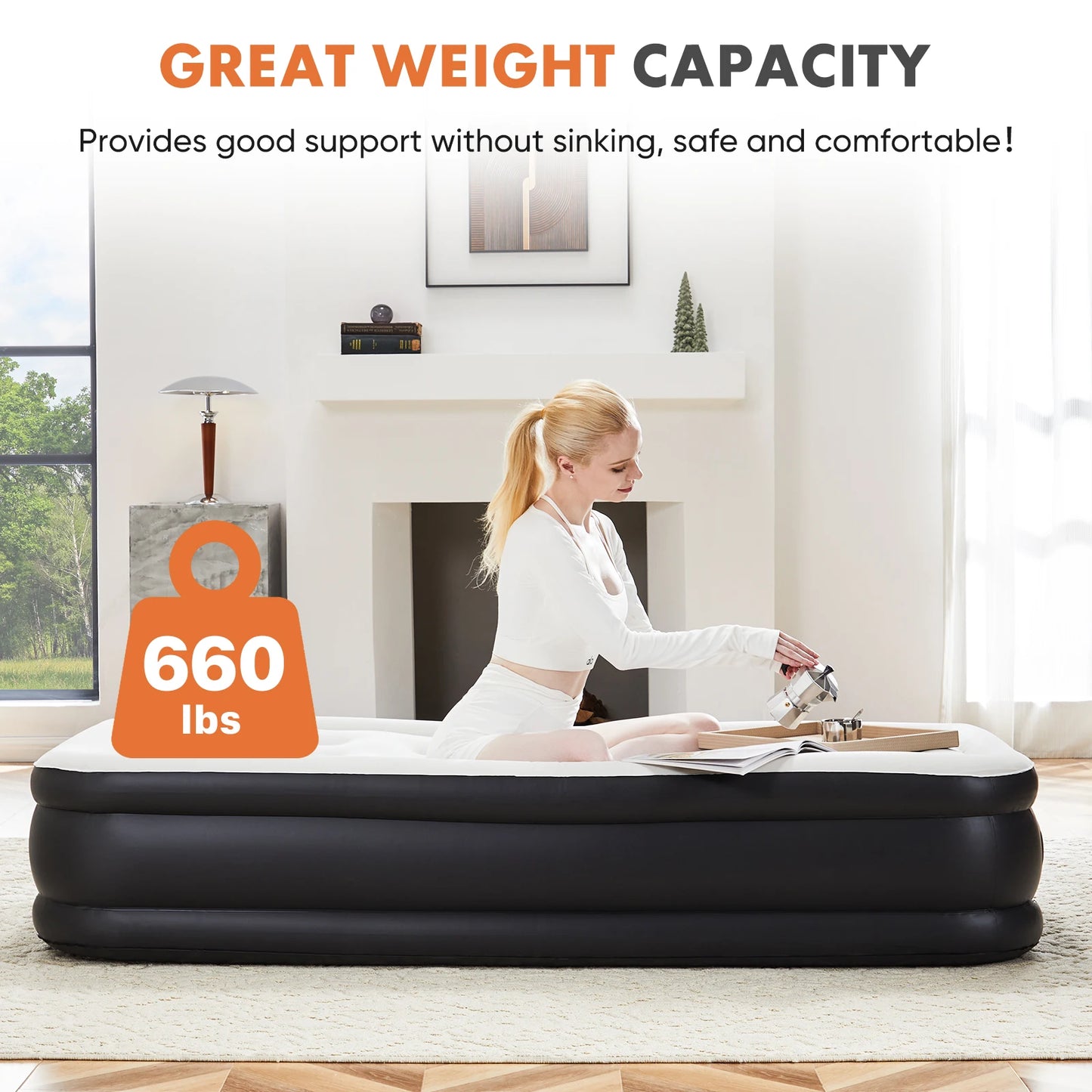 JHK Air Mattress Non-Slip With 660 LB Capacity For Camping
