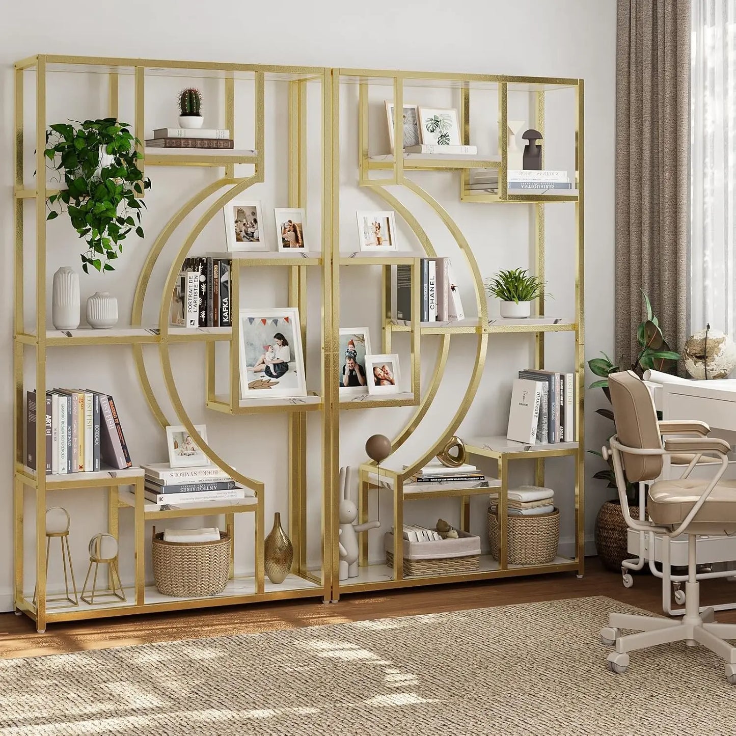 Geometric Bookshelf Metal Frame Etagere Display Shelf